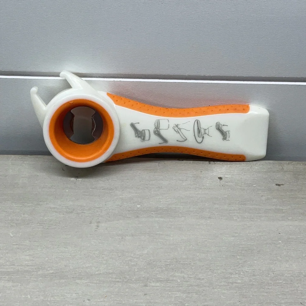 5-in-1 Multi-Purpose Kitchen Opener Tool White Orange Ergonomic Grip Gadget